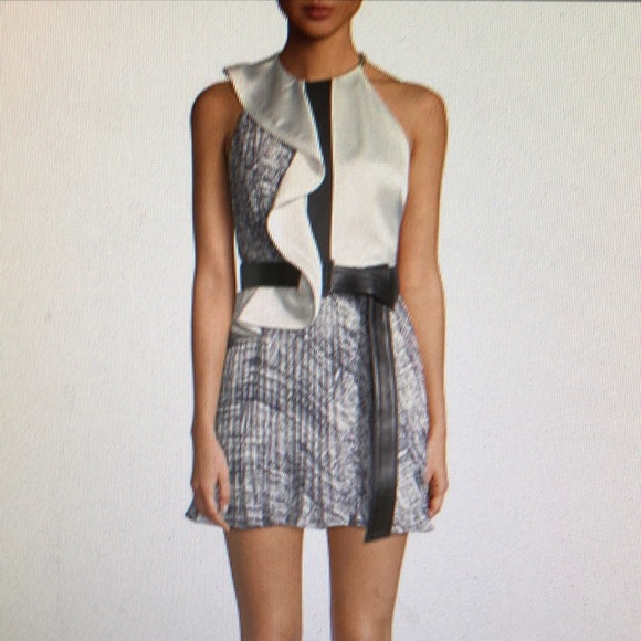 self portrait frill contrast mini dress